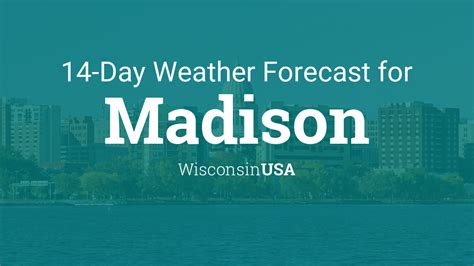 Madison WI. Today. Mostly Sunny. and Windy. High: 70 °F. Tonight. Decreasing. Clouds. Low: 46 °F. Monday. Chance. Showers then. Likely. High: 61 °F. Monday. Night. Showers. Likely then.